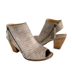 Paul Green Cayanne Metallic Smoke Leather Peep Toe Sandals Women’s